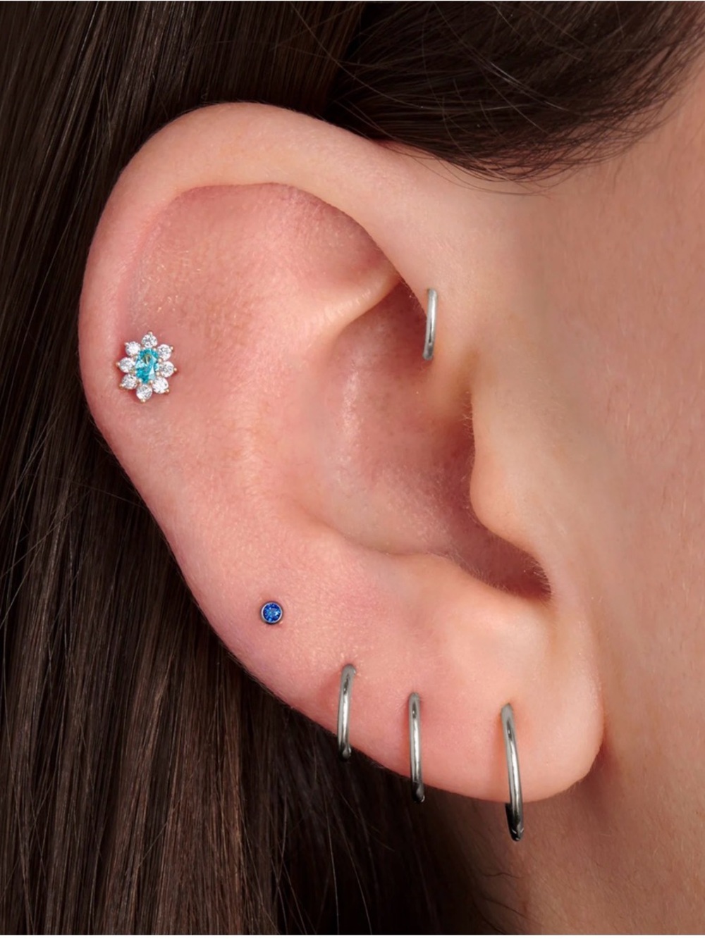 Rowan Titanium sapphire Blue CZ 1.5mm Bezel Flat Back Stud